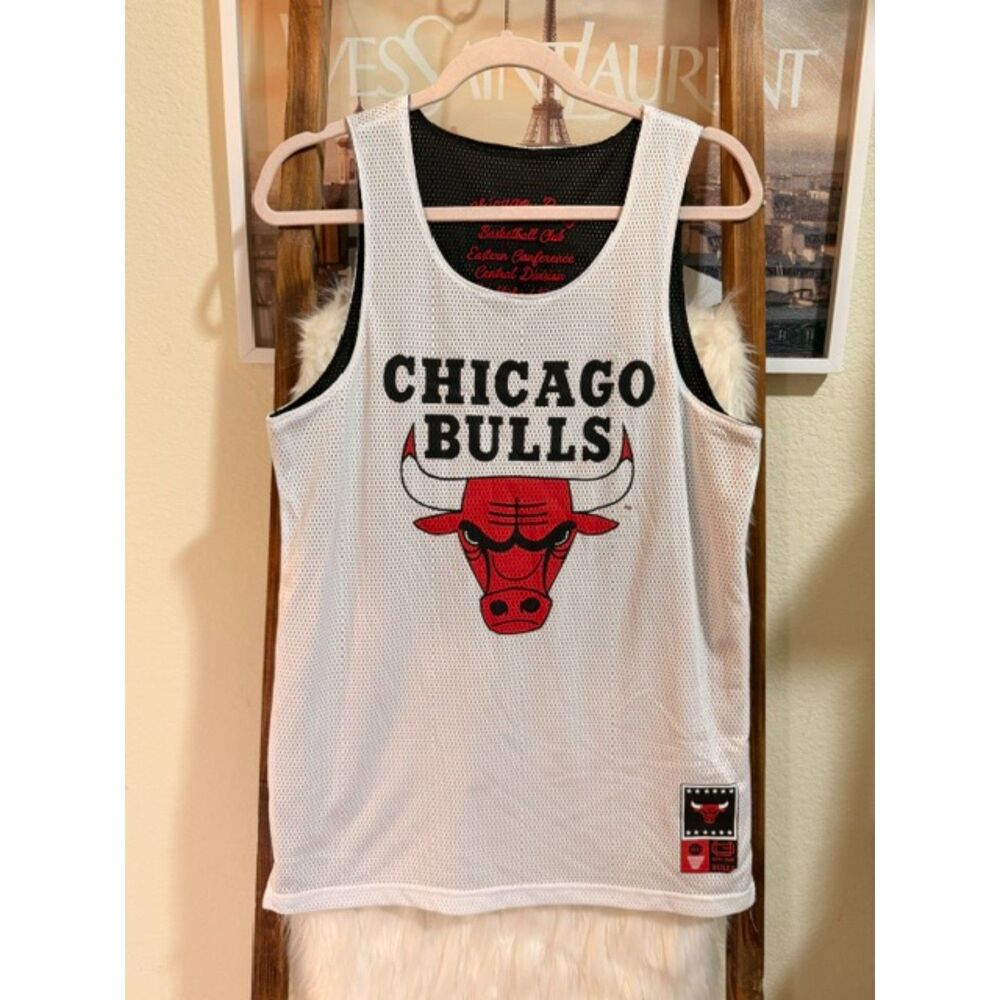 NBA Chicago Bulls White Red Mesh Jersey Tank Top